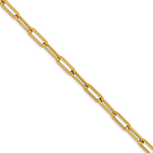 Stainless Steel Yellow IP-plated Elongated Link Paperclip 15" Necklace w 2" Ext - Picture 2 of 3